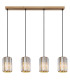 Run Bar Pendant Ceiling Light Wood Look K5 Crystals Smoke Colored 4x E27-3