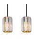 Run Bar Pendant Ceiling Light Wood Look K5 Crystals Smoke Colored 4x E27-4