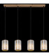 Run Bar Pendant Ceiling Light Wood Look K5 Crystals Smoke Colored 4x E27-6