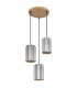 Run Cluster Pendant Ceiling Light Wood Look K5 Crystals Smoke Colored 3x E27-2