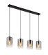 Roy Bar Pendant Ceiling Light Matt Black Smoke Glass Shade 4x E27-1