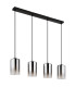Roy Bar Pendant Ceiling Light Matt Black Smoke Glass Shade 4x E27-2