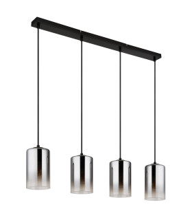 Roy Bar Pendant Ceiling Light Matt Black Smoke Glass Shade 4x E27-2