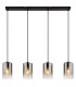 Roy Bar Pendant Ceiling Light Matt Black Smoke Glass Shade 4x E27-3