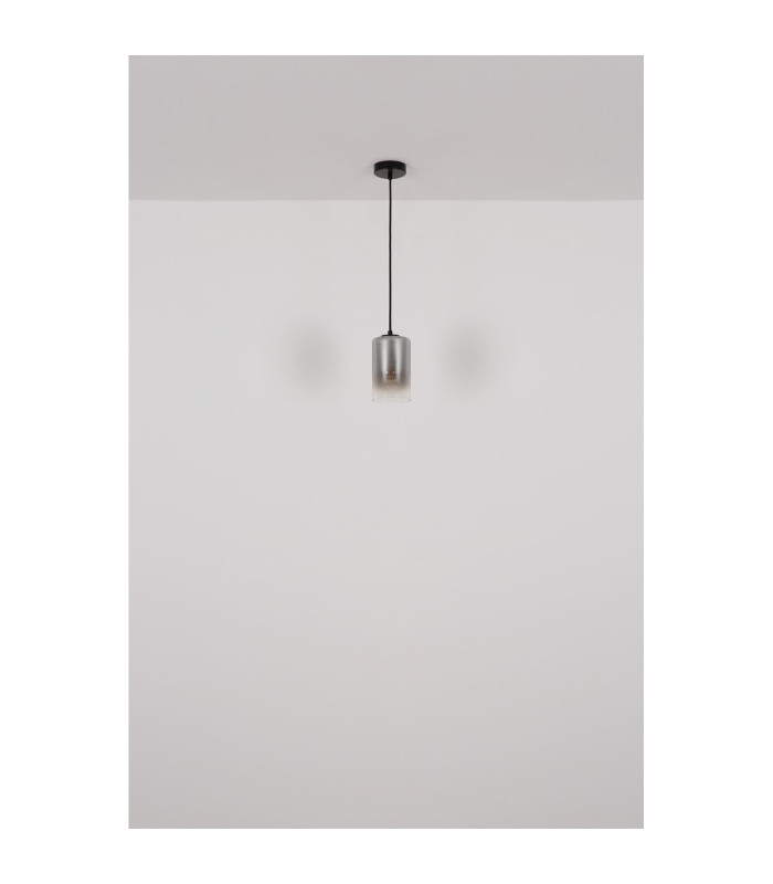Roy Bar Pendant Ceiling Light Matt Black Smoke Glass Shade 4x E27-7