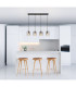 Roy Bar Pendant Ceiling Light Matt Black Smoke Glass Shade 4x E27-9