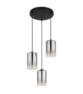 Roy Cluster Pendant Ceiling Light Matt Black Smoke Glass Shade 3x E27-2