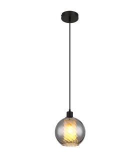 Ulf Dome Pendant Ceiling Light Matt Black Ball Smoke Glass Shade 1x E27-1
