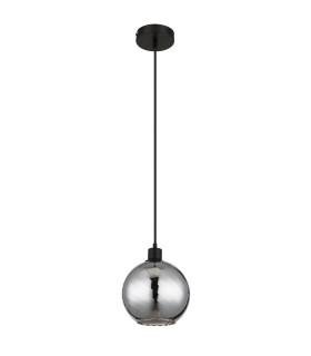 Ulf Dome Pendant Ceiling Light Matt Black Ball Smoke Glass Shade 1x E27-2