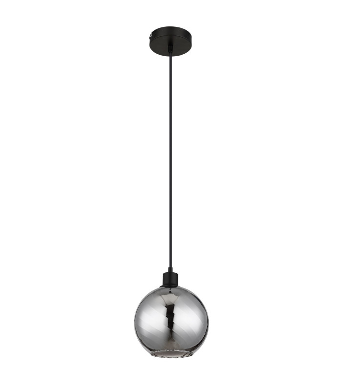 Ulf Dome Pendant Ceiling Light Matt Black Ball Smoke Glass Shade 1x E27-2