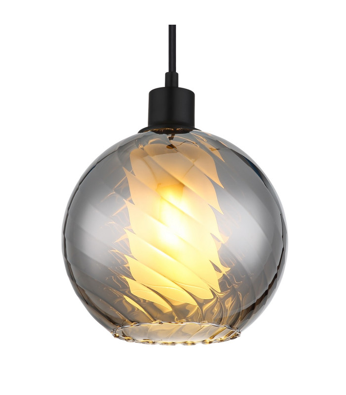 Ulf Dome Pendant Ceiling Light Matt Black Ball Smoke Glass Shade 1x E27-3