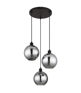 Ulf Cluster Pendant Ceiling Light Matt Black Ball Smoke Glass Shade 3x E27-2