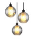 Ulf Cluster Pendant Ceiling Light Matt Black Ball Smoke Glass Shade 3x E27-3