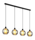 Ulf Bar Pendant Ceiling Light Matt Black Ball Smoke Glass Shade 4x E27-1
