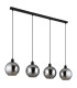 Ulf Bar Pendant Ceiling Light Matt Black Ball Smoke Glass Shade 4x E27-2