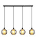 Ulf Bar Pendant Ceiling Light Matt Black Ball Smoke Glass Shade 4x E27-3