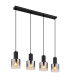 Jack Bar Pendant Ceiling Light Matt Black Smoke Glass Shade 4x E27-1