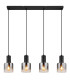 Jack Bar Pendant Ceiling Light Matt Black Smoke Glass Shade 4x E27-3