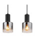 Jack Bar Pendant Ceiling Light Matt Black Smoke Glass Shade 4x E27-4