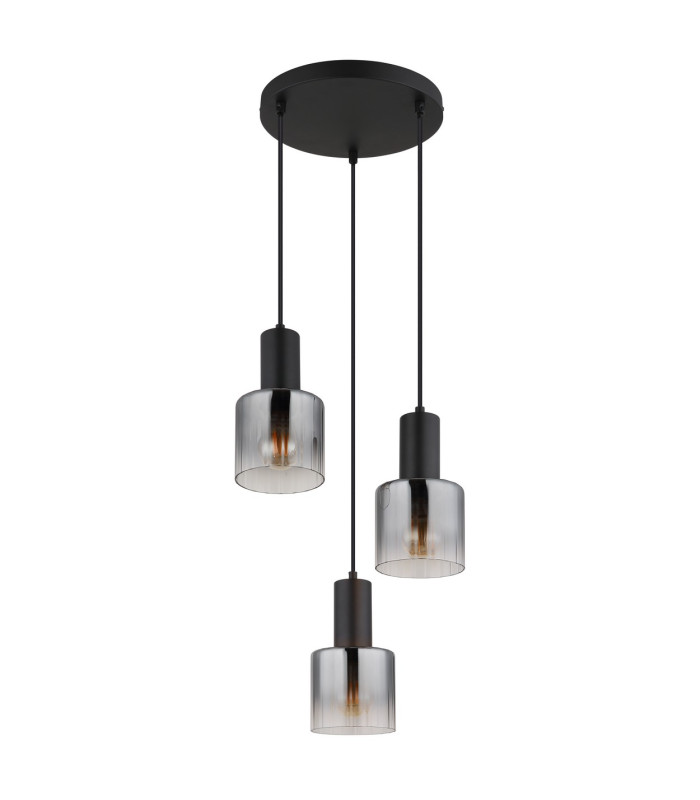 Jack Cluster Pendant Ceiling Light Matt Black Smoke Glass Shade 3x E27-2