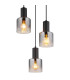 Jack Cluster Pendant Ceiling Light Matt Black Smoke Glass Shade 3x E27-3