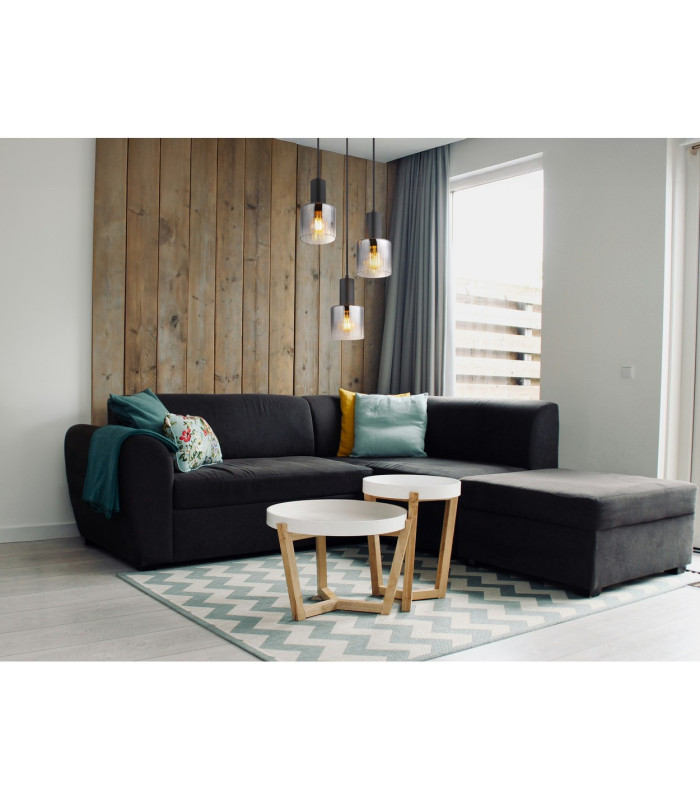 Jack Cluster Pendant Ceiling Light Matt Black Smoke Glass Shade 3x E27-8