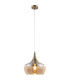 Arola Dome Pendant Ceiling Light Brass-Coloured Amber Glass Shade 1x E27-1