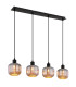 Tom Bar Pendant Ceiling Light Matt Black Smoke Glass Shade 4x E14-1