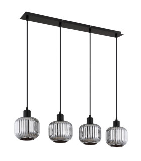 Tom Bar Pendant Ceiling Light Matt Black Smoke Glass Shade 4x E14-2