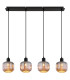 Tom Bar Pendant Ceiling Light Matt Black Smoke Glass Shade 4x E14-3