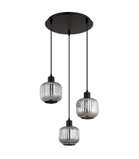 Tom Cluster Pendant Ceiling Light Matt Black Smoke Glass Shade 3x E14-2