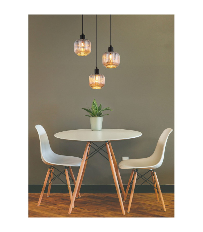 Tom Cluster Pendant Ceiling Light Matt Black Smoke Glass Shade 3x E14-7