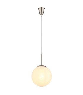 Kop Globe Pendant Ceiling Light Nickel Matt Balls Opal Alabaster Optic Glass Shade 1x E27-1