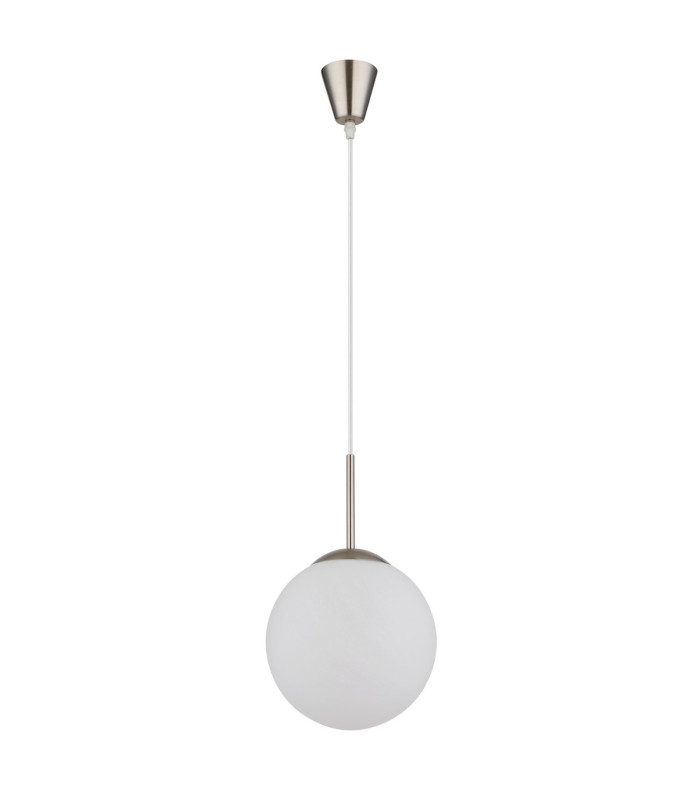 Kop Globe Pendant Ceiling Light Nickel Matt Balls Opal Alabaster Optic Glass Shade 1x E27-2