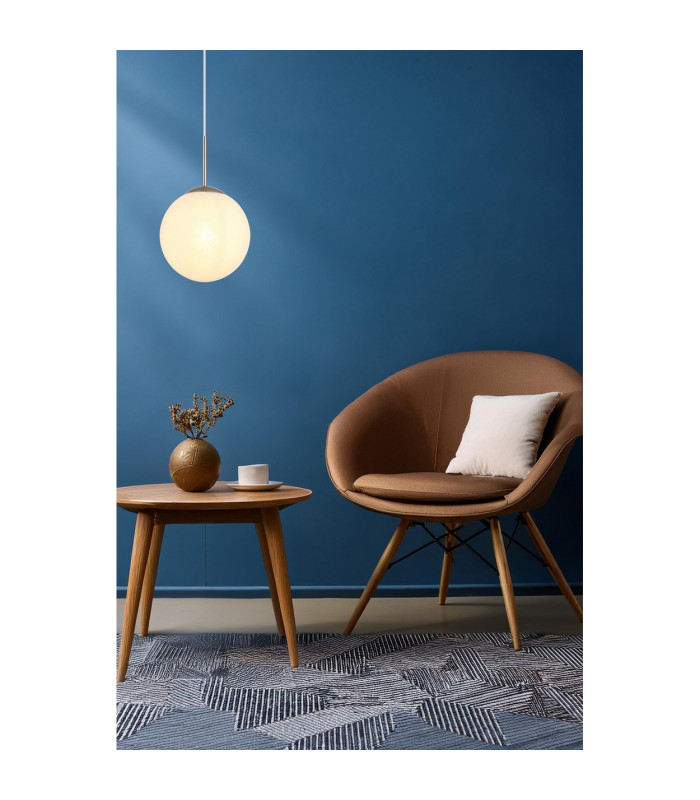 Kop Globe Pendant Ceiling Light Nickel Matt Balls Opal Alabaster Optic Glass Shade 1x E27-7