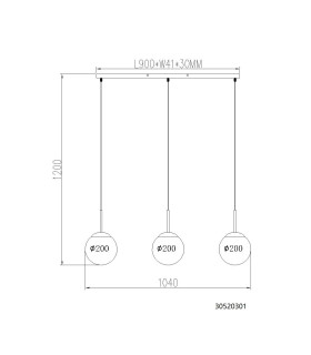 Kop Bar Pendant Ceiling Light Nickel Matt Balls Opal Alabaster Optic Glass Shade 3x E27-2