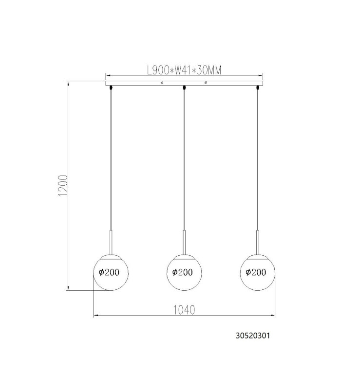 Kop Bar Pendant Ceiling Light Nickel Matt Balls Opal Alabaster Optic Glass Shade 3x E27-2