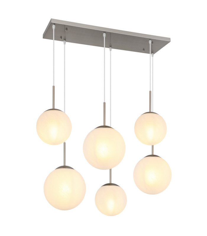 Kop Cluster Pendant Ceiling Light Nickel Matt Balls Opal Alabaster Optic Glass Shade 6x E27-1