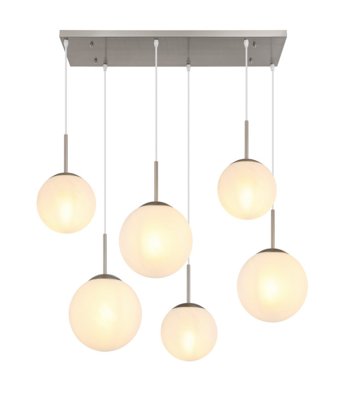 Kop Cluster Pendant Ceiling Light Nickel Matt Balls Opal Alabaster Optic Glass Shade 6x E27-3