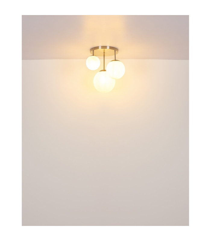 Kop Cluster Pendant Ceiling Light Nickel Matt Balls Opal Alabaster Optic Glass Shade 6x E27-5