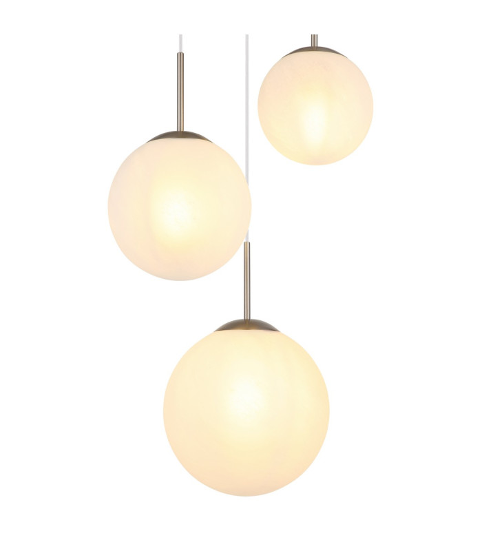 Kop Cluster Pendant Ceiling Light Nickel Matt Balls Opal Alabaster Optic Glass Shade 3x E27-3