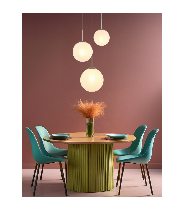 Kop Cluster Pendant Ceiling Light Nickel Matt Balls Opal Alabaster Optic Glass Shade 3x E27-7