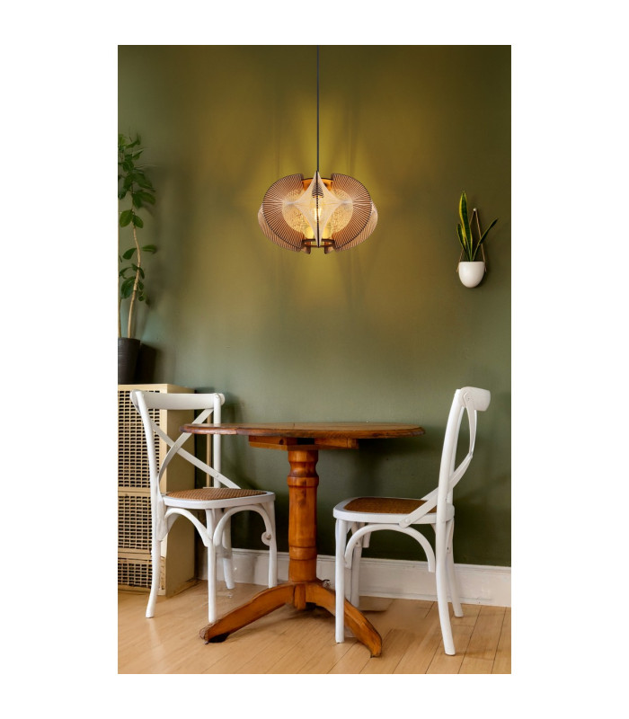 Sakura 44cm Wire Frame Pendant Ceiling Light Matt Black 1x E27-8
