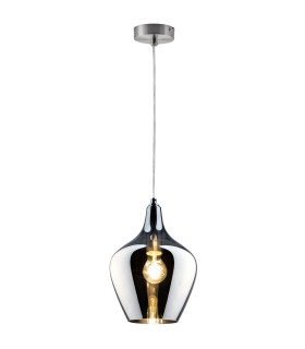 Paso Dome Pendant Ceiling Light Nickel Matt Smoke Glass Shade 1x E14-1