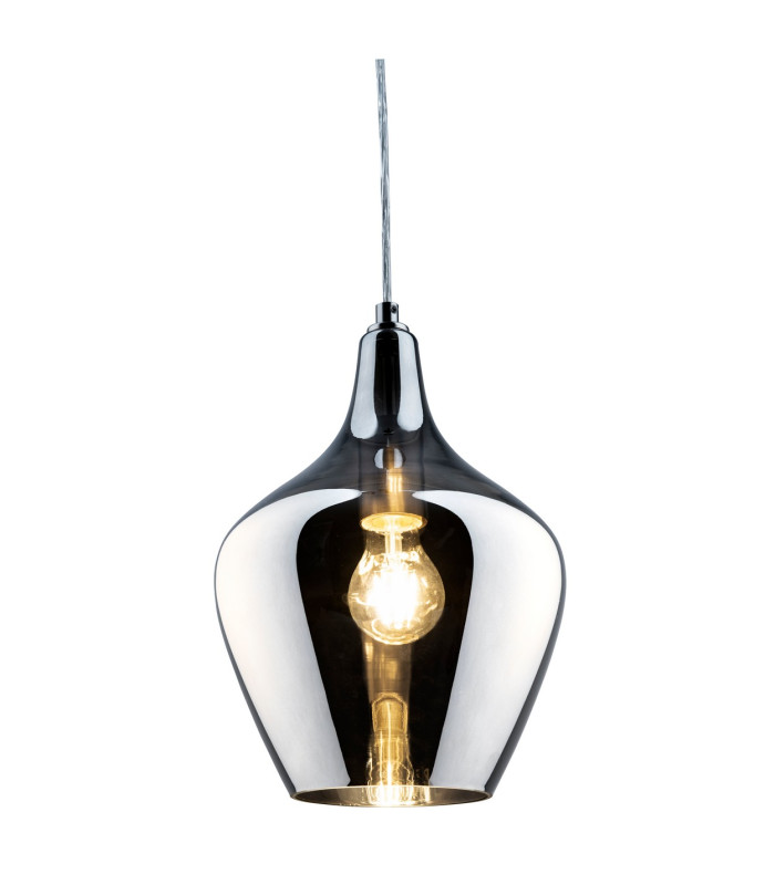 Paso Dome Pendant Ceiling Light Nickel Matt Smoke Glass Shade 1x E14-2