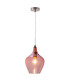 Paso Dome Pendant Ceiling Light Nickel Matt Pink Glass Shade 1x E27-1