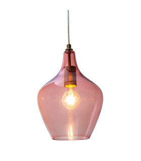 Paso Dome Pendant Ceiling Light Nickel Matt Pink Glass Shade 1x E27-2