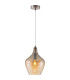 Paso Dome Pendant Ceiling Light Nickel Matt Amber Glass Shade 1x E14-1
