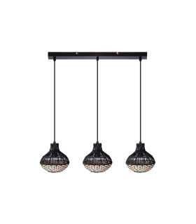 Milena Bar Pendant Ceiling Light Black 3x E14