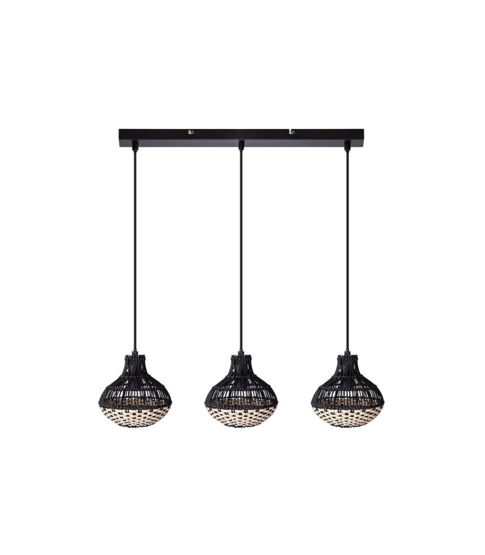 Milena Bar Pendant Ceiling Light Black 3x E14